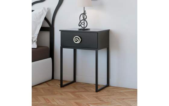 Mesita Noche Moderna 1 Cajon Madera Acero Serie Napoles Mesita Noche Moderna 1 Cajon Madera Acero Serie Napoles