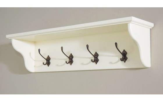 Perchero Vintage con Estante en Blanco Estilo Paris Perchero Vintage con Estante en Blanco Estilo Paris