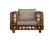 Sillón 1 Plaza Rattan Natural Cojín en Gris Enrejado Sillón 1 Plaza Rattan Natural Cojín en Gris Enrejado