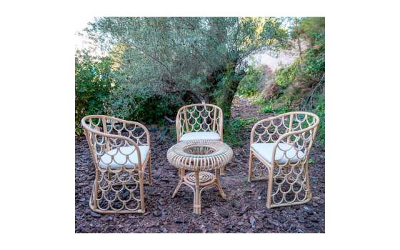 Sillon Rattan Natural con Cojin Loneta Serie Aticos Sillon Rattan Natural con Cojin Loneta Serie Aticos