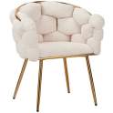 Sillon Tapizado Rizo Suave Blanco Patas Acero Oro Laysan Sillon Tapizado Rizo Suave Blanco Patas Acero Oro Laysan