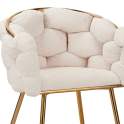 Sillon Tapizado Rizo Suave Blanco Patas Acero Oro Laysan Sillon Tapizado Rizo Suave Blanco Patas Acero Oro Laysan