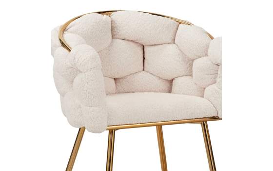 Sillon Tapizado Rizo Suave Blanco Patas Acero Oro Laysan Sillon Tapizado Rizo Suave Blanco Patas Acero Oro Laysan