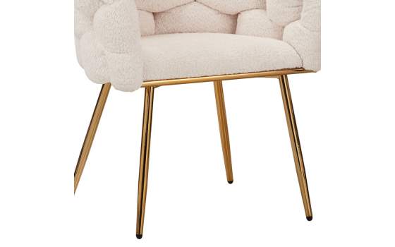 Sillon Tapizado Rizo Suave Blanco Patas Acero Oro Laysan Sillon Tapizado Rizo Suave Blanco Patas Acero Oro Laysan