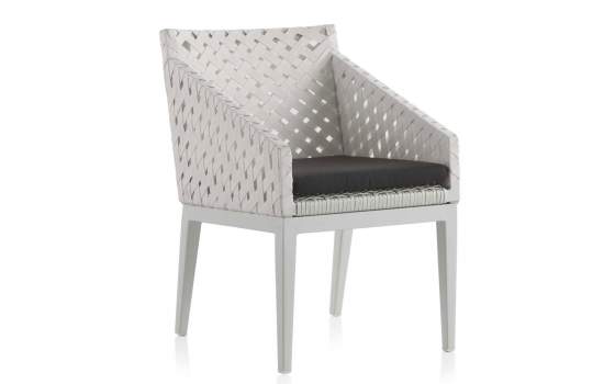 Sillon Terraza Cinta Blanca  Aluminio con Cojin Serie Tape Sillon Terraza Cinta Blanca  Aluminio con Cojin Serie Tape