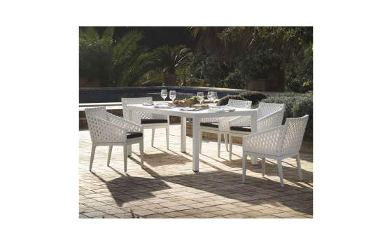 Sillon Terraza Cinta Blanca  Aluminio con Cojin Serie Tape Sillon Terraza Cinta Blanca  Aluminio con Cojin Serie Tape