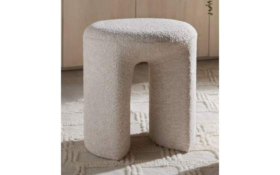 Taburete Actual Tapizado Rizo Suave Beige Serie Adestis Taburete Actual Tapizado Rizo Suave Beige Serie Adestis