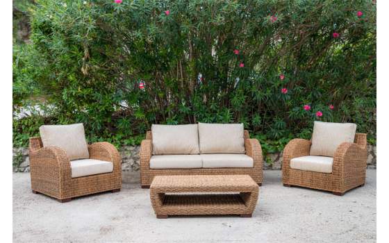 Tresillo de 2 Sillones Sofa 2 Plazas y Mesa Tejido Abaca Alakau Tresillo de 2 Sillones Sofa 2 Plazas y Mesa Tejido Abaca Alakau