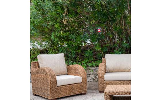 Tresillo de 2 Sillones Sofa 2 Plazas y Mesa Tejido Abaca Alakau Tresillo de 2 Sillones Sofa 2 Plazas y Mesa Tejido Abaca Alakau