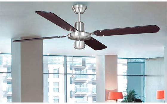 Ventilador Cromo Satinado  Palas Wengue Ventilador Cromo Satinado  Palas Wengue